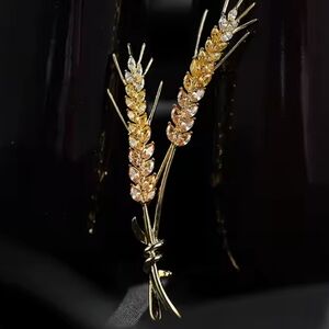 Luxury Cubic Zircon Wheat Ear Brooch Collar Pins ForSuit Shining Women's Brooch